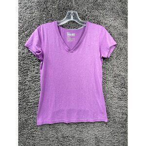 Nike Dri-Fit T-Shirt Women's Small Purple Cotton Classic Regular Fit V-Neck Tee